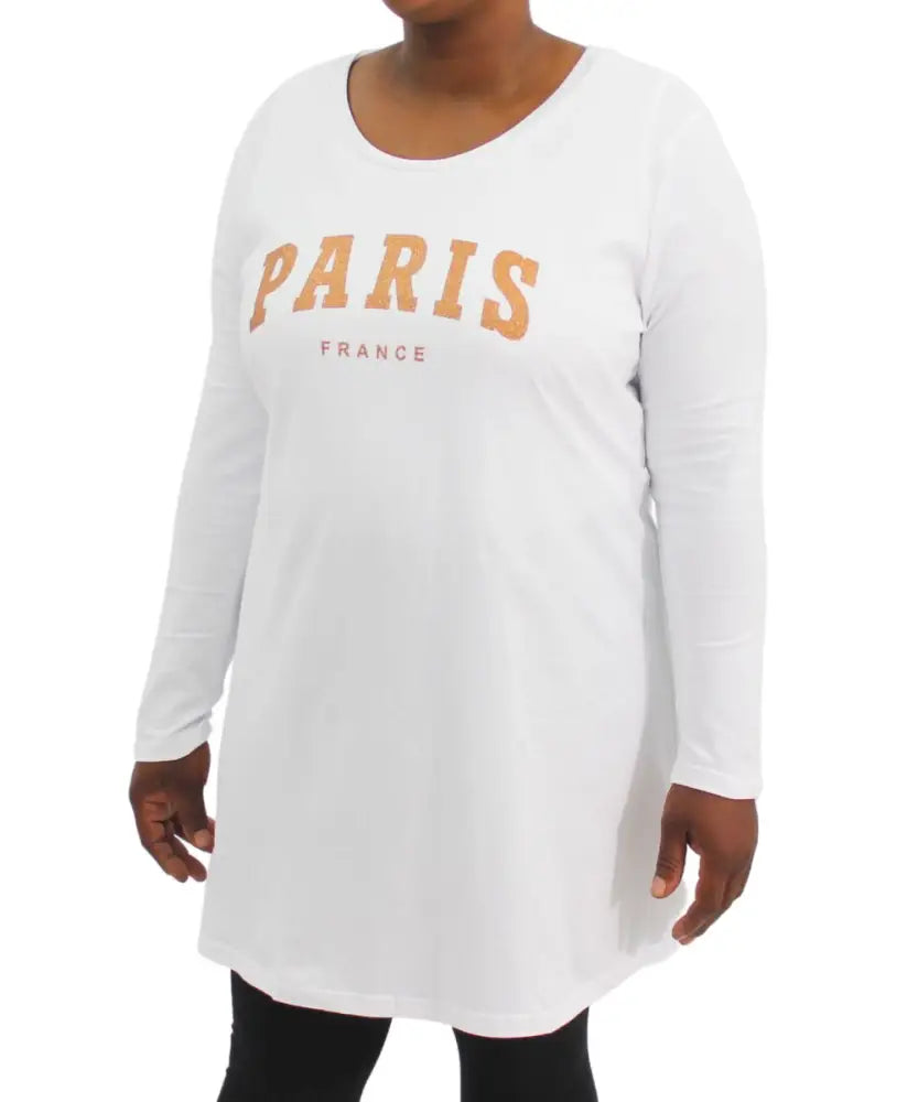 Ladies Long Sleeve Printed Paris Tee | R170 | Eagle Clothing | Plus Size | Big & Tall