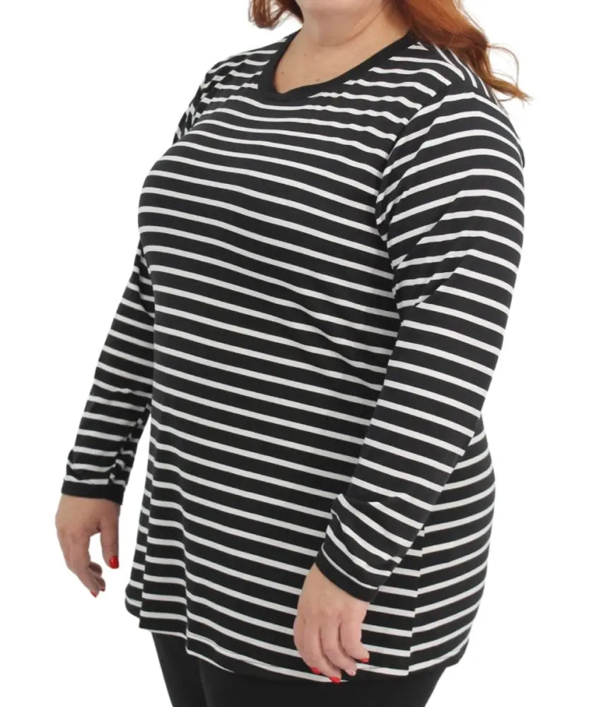 Ladies Long Sleeve Stripe Tee | R220 | Eagle Clothing | Plus Size | Big & Tall