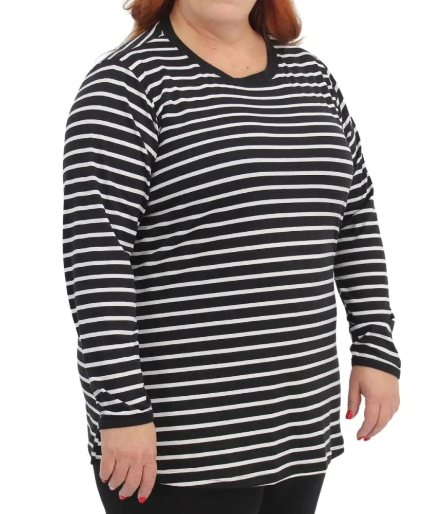 Ladies Long Sleeve Stripe Tee | Eagle Clothing | Plus Size | Big & Tall