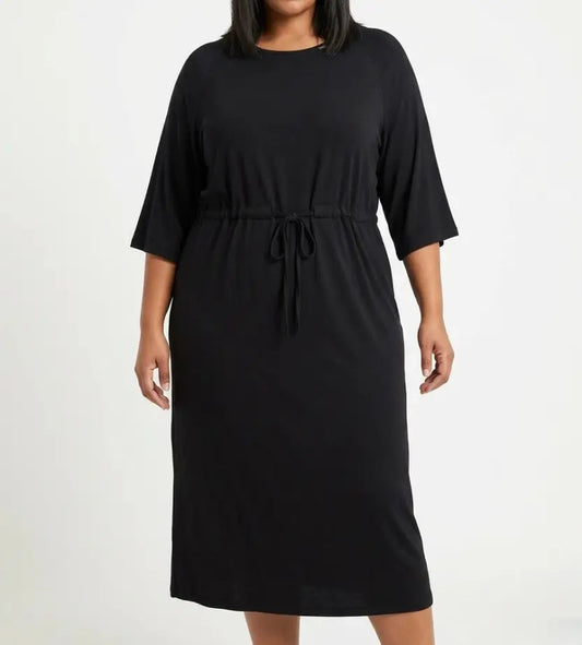 Ladies Plain Bon Bon Tie Waist Dress