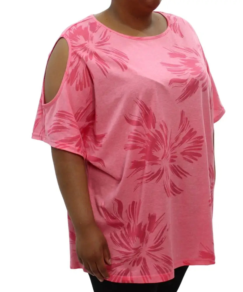 Ladies Plain Burnout Cold Shoulder | Eagle Clothing | Plus Size | Big & Tall