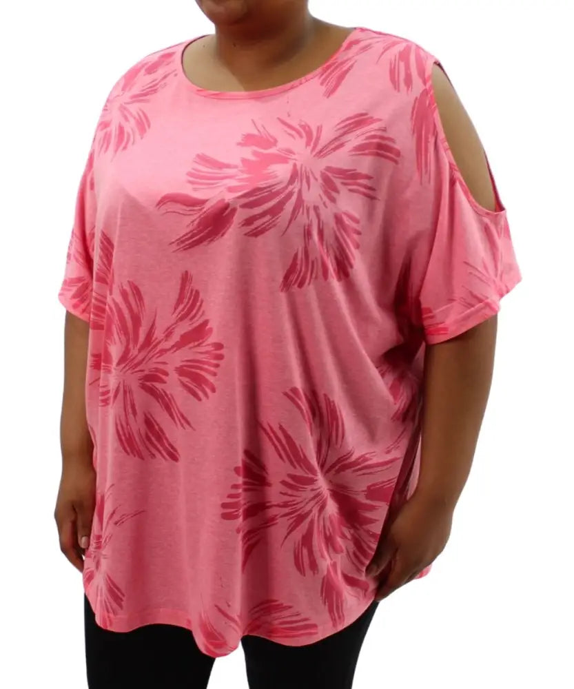 Ladies Plain Burnout Cold Shoulder | Eagle Clothing | Plus Size | Big & Tall