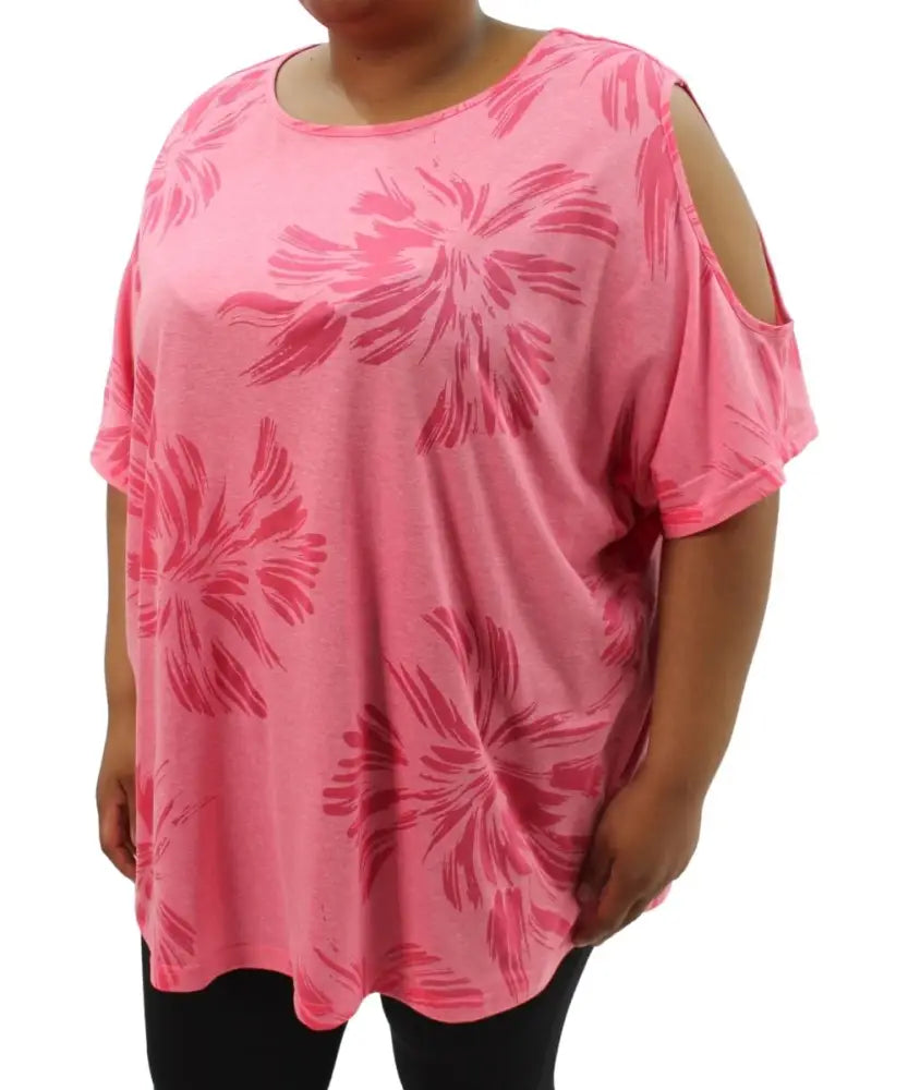 Ladies Plain Burnout Cold Shoulder | Eagle Clothing | Plus Size | Big & Tall