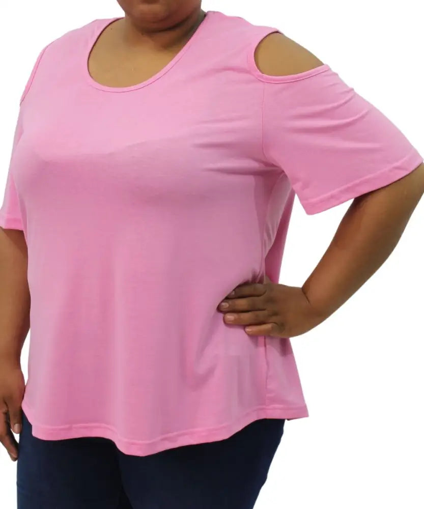 Ladies Plain Cold Shoulder Top | Eagle Clothing | Plus Size | Big & Tall