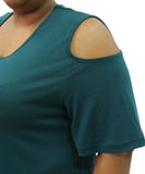 Ladies Plain Cold Shoulder Top | Eagle Clothing | Plus Size | Big & Tall