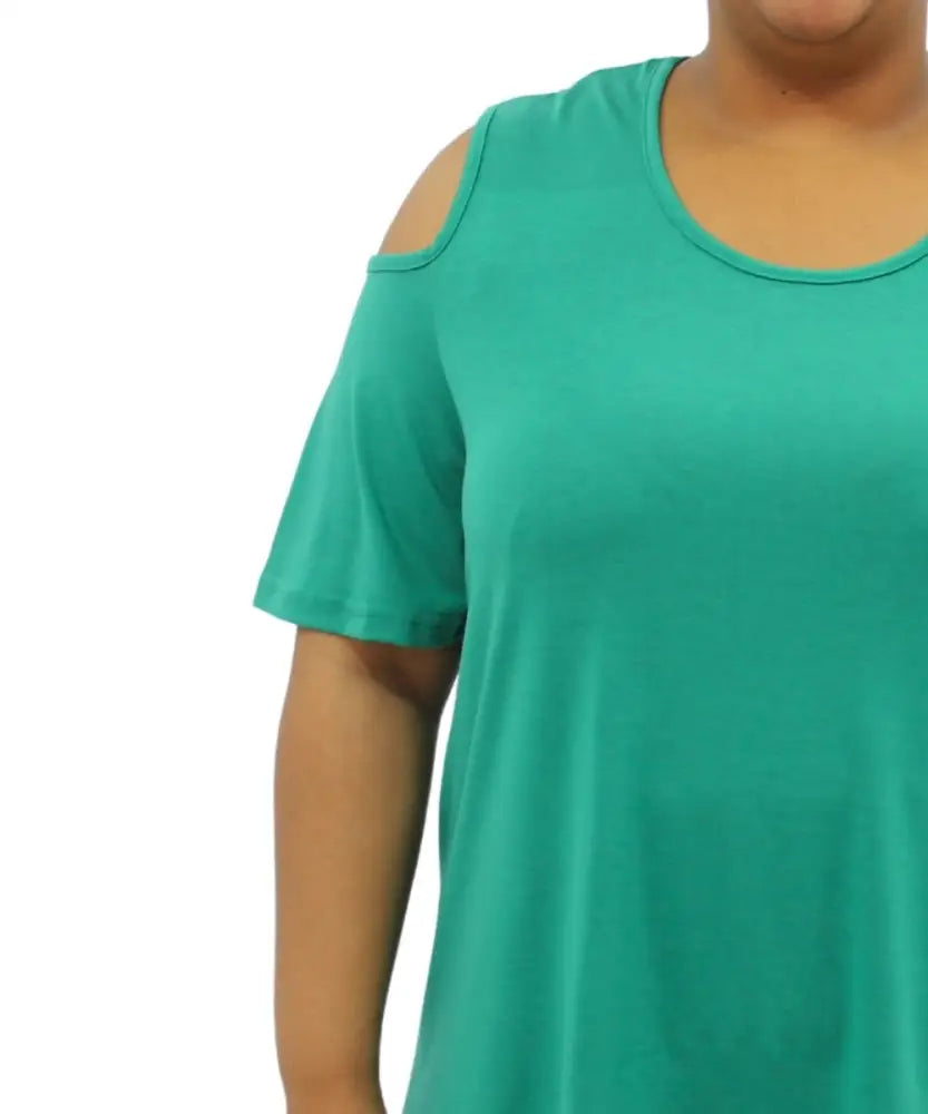 Ladies Plain Cold Shoulder Top | Eagle Clothing | Plus Size | Big & Tall