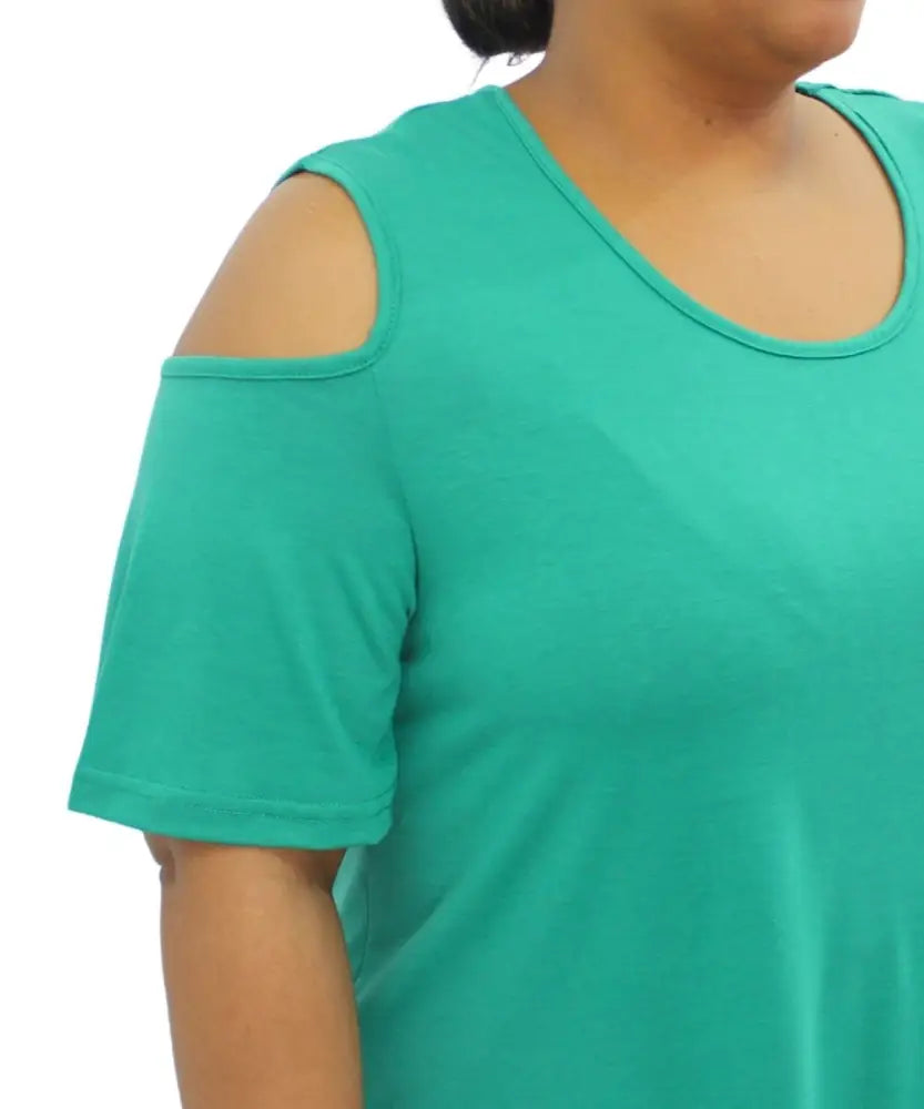 Ladies Plain Cold Shoulder Top | Eagle Clothing | Plus Size | Big & Tall