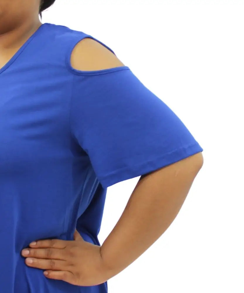 Ladies Plain Cold Shoulder Top | Eagle Clothing | Plus Size | Big & Tall