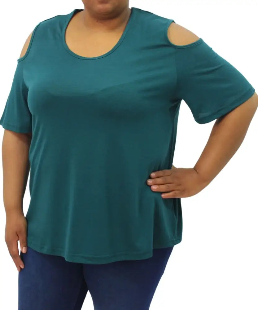Ladies Plain Cold Shoulder Top | Eagle Clothing | Plus Size | Big & Tall