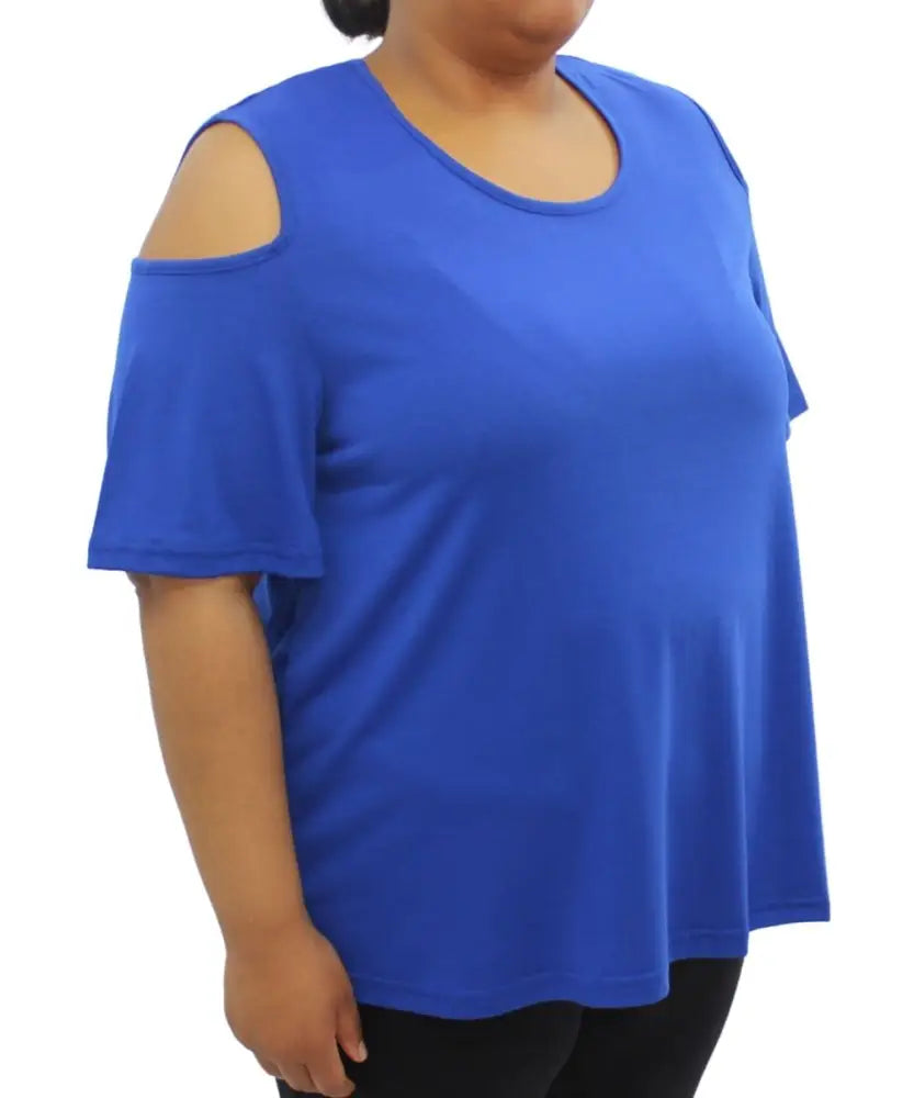 Ladies Plain Cold Shoulder Top | Eagle Clothing | Plus Size | Big & Tall
