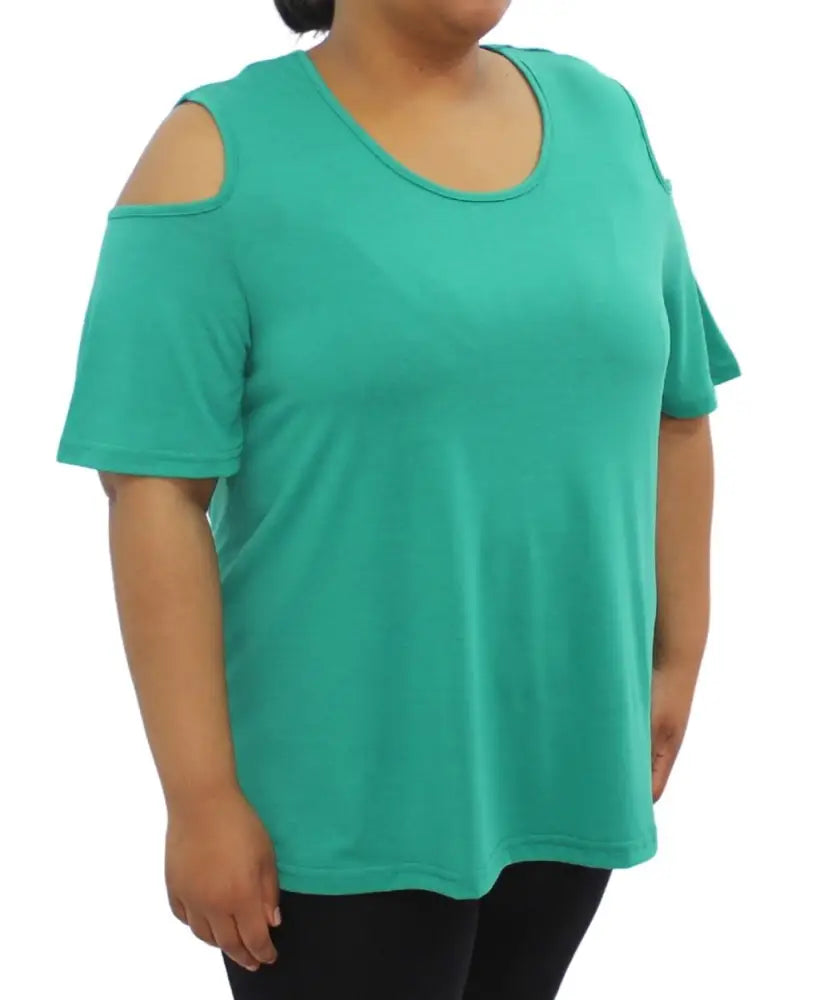 Ladies Plain Cold Shoulder Top | Eagle Clothing | Plus Size | Big & Tall