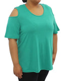 Ladies Plain Cold Shoulder Top | Eagle Clothing | Plus Size | Big & Tall