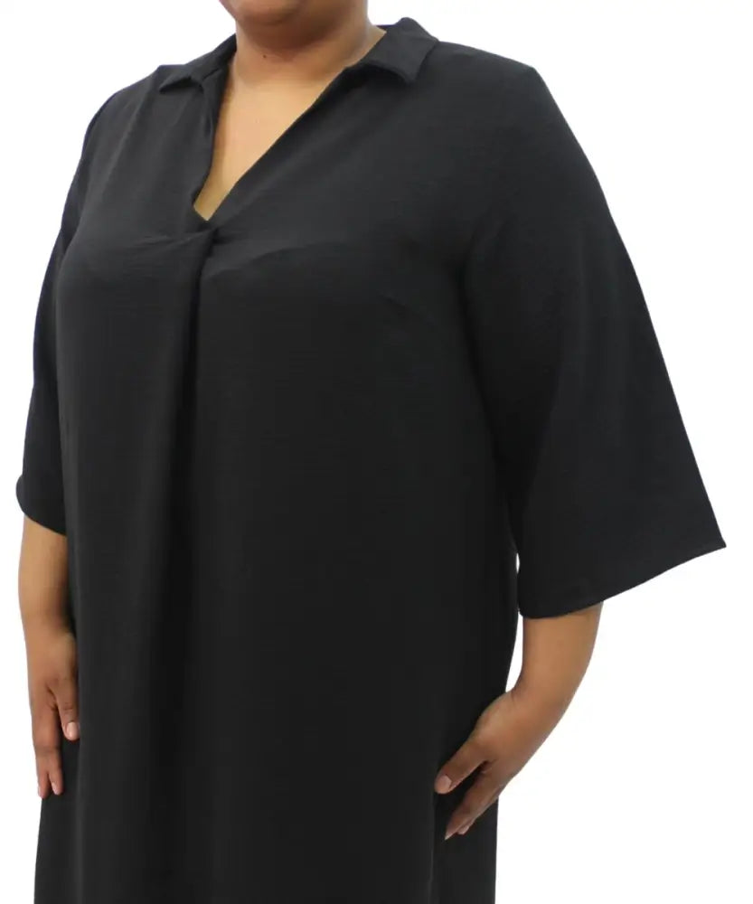 Ladies Plain Collar Pleat Dress | Eagle Clothing | Plus Size | Big & Tall