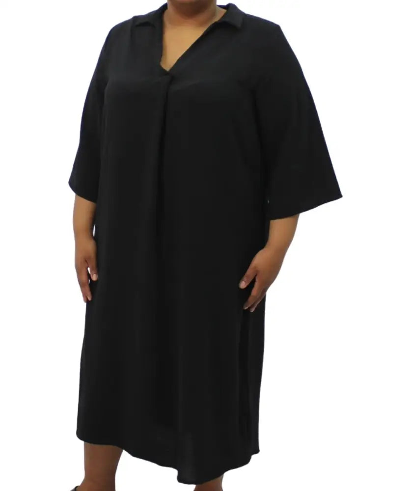 Ladies Plain Collar Pleat Dress | Eagle Clothing | Plus Size | Big & Tall