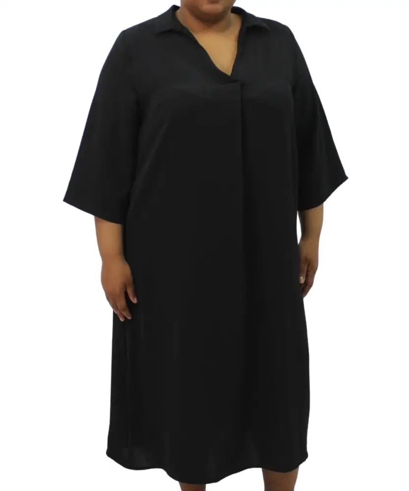 Ladies Plain Collar Pleat Dress | Eagle Clothing | Plus Size | Big & Tall