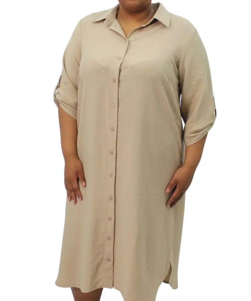 Ladies Plain Collar Tab Shirtdress | Eagle Clothing | Plus Size | Big & Tall
