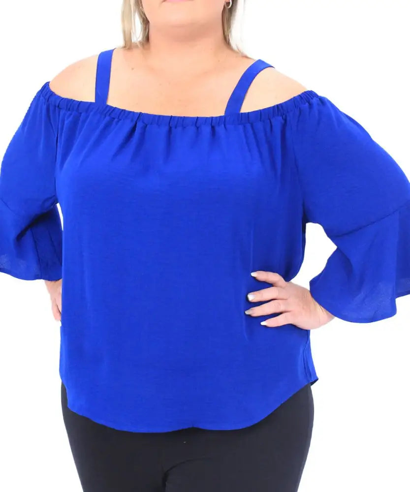 Ladies Plain Linen Cold Shoulder Top | R249.90 Eagle Clothing Plus Size Big & Tall