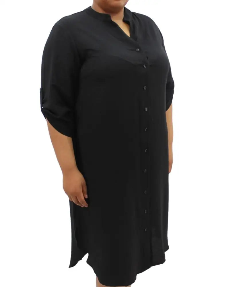 Ladies Plain Mandarin Shirt Dress | Eagle Clothing | Plus Size | Big & Tall