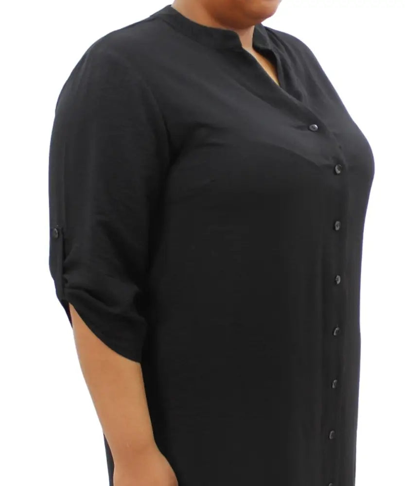 Ladies Plain Mandarin Shirt Dress | Eagle Clothing | Plus Size | Big & Tall