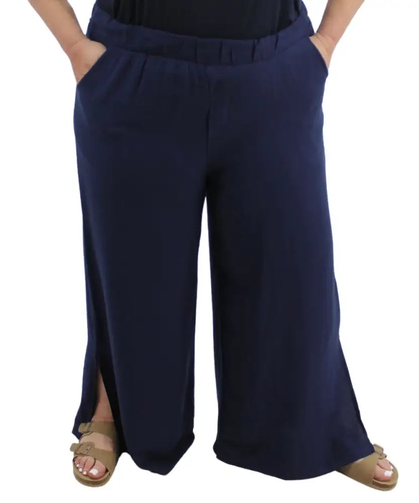 Ladies Plain Wide Leg Pants | Eagle Clothing | Plus Size | Big & Tall