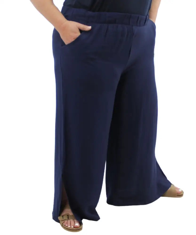 Ladies Plain Wide Leg Pants | Eagle Clothing | Plus Size | Big & Tall