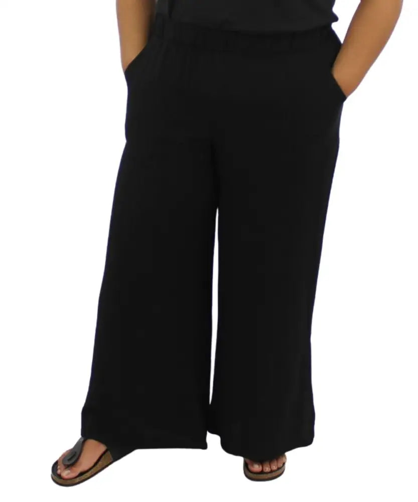 Ladies Plain Wide Leg Slit Pants | Eagle Clothing | Plus Size | Big & Tall