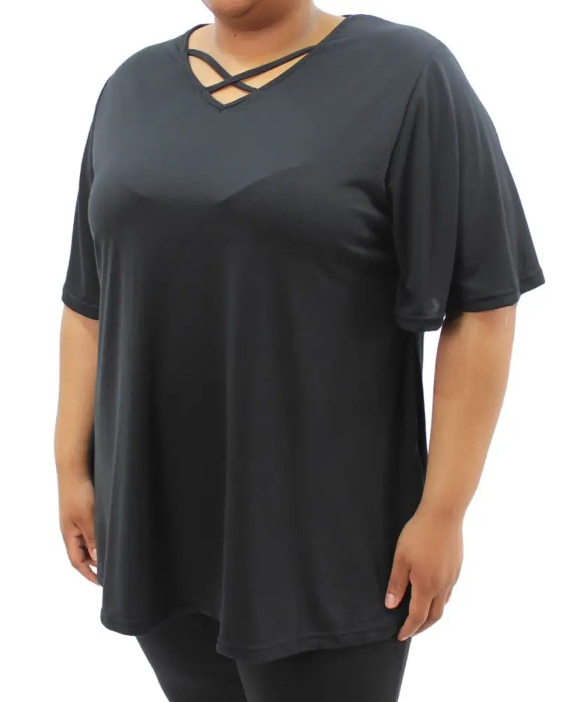 Ladies Plain XOver Slub Top | Eagle Clothing | Plus Size | Big & Tall