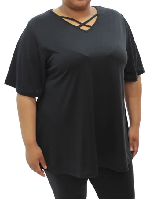 Ladies Plain XOver Slub Top