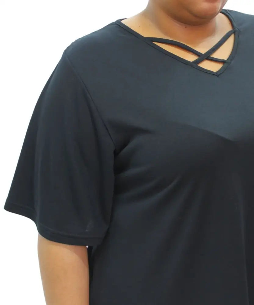 Ladies Plain XOver Slub Top | Eagle Clothing | Plus Size | Big & Tall