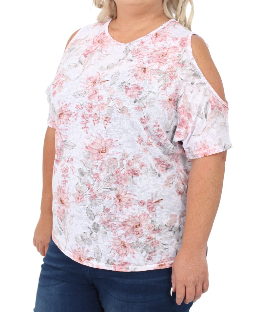 Ladies Printed Bling Cold Shoulder Top | R329.90 Eagle Clothing Plus Size Big & Tall