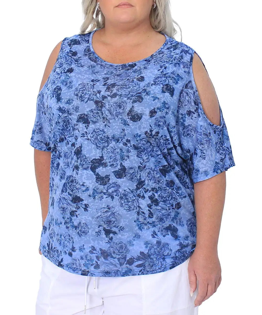 Ladies Printed Burn Out Cold Shoulder Top | R199.90 Eagle Clothing Plus Size Big & Tall