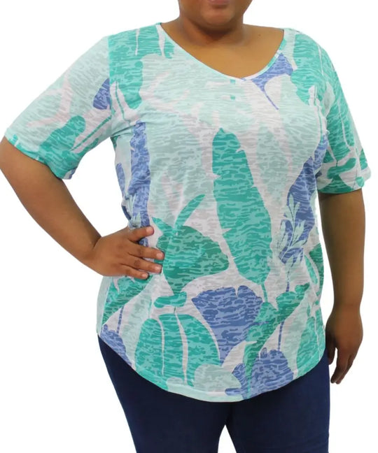 Ladies Printed Burnout Tee