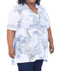 Ladies Printed Button Up High Low Tunic | R279.90 Eagle Clothing Plus Size Big & Tall
