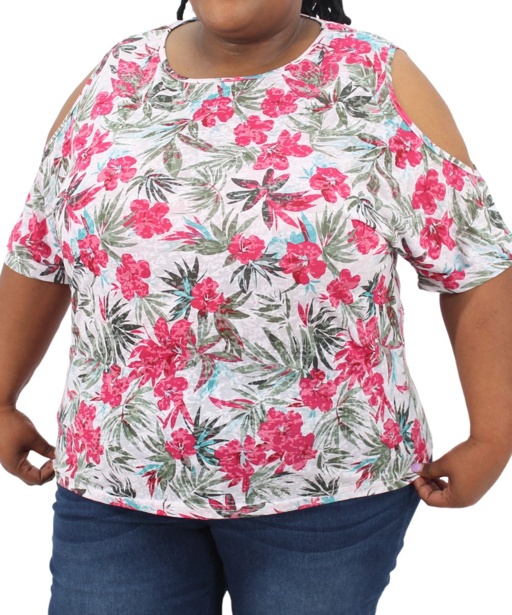 Ladies Printed Cold Shoulder Top | R289.90 Eagle Clothing Plus Size Big & Tall