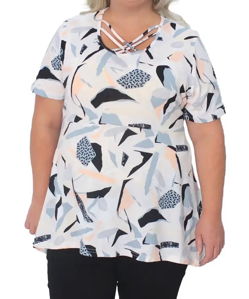 Ladies Printed Criss Cross Neckline Tunic | R179.90 Eagle Clothing Plus Size Big & Tall