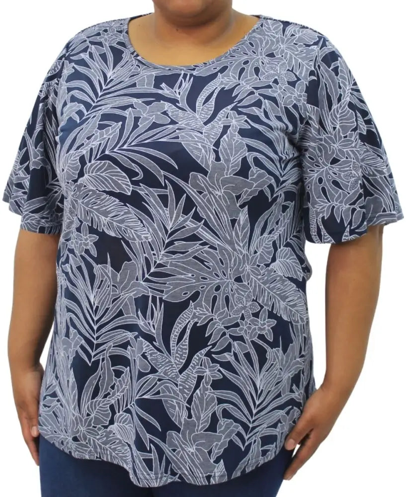 Ladies Printed Flare Sleeve Tunic | Eagle Clothing | Plus Size | Big & Tall