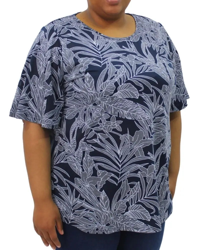 Ladies Printed Flare Sleeve Tunic | Eagle Clothing | Plus Size | Big & Tall
