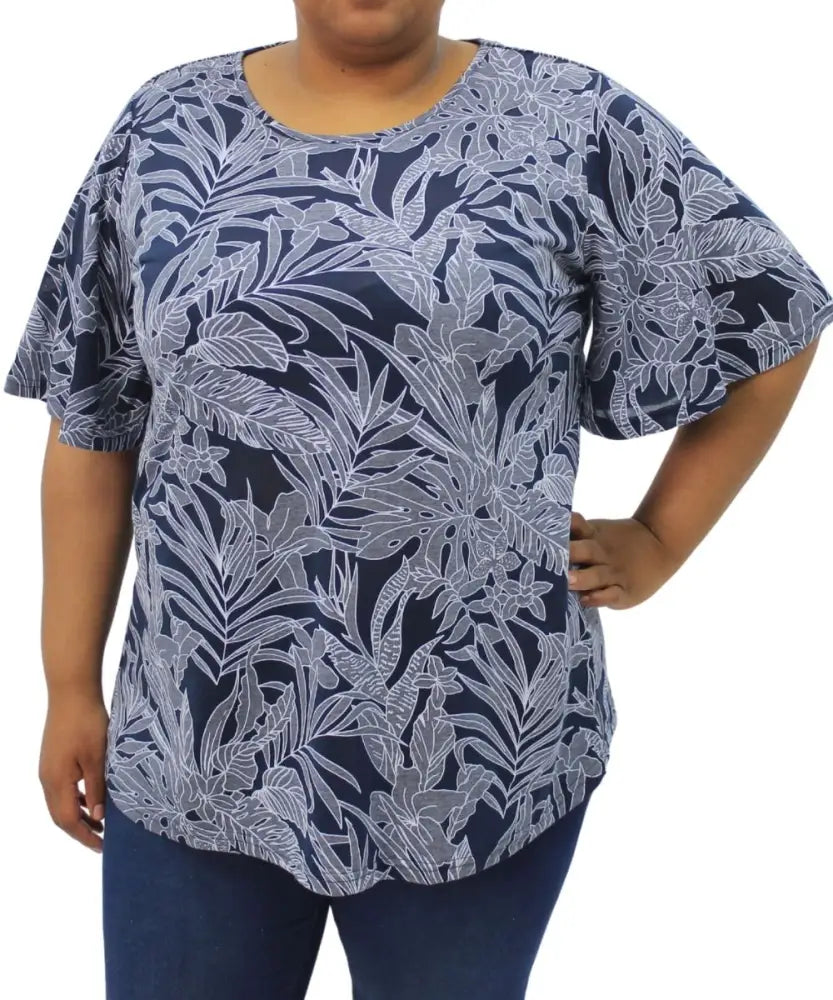 Ladies Printed Flare Sleeve Tunic | Eagle Clothing | Plus Size | Big & Tall