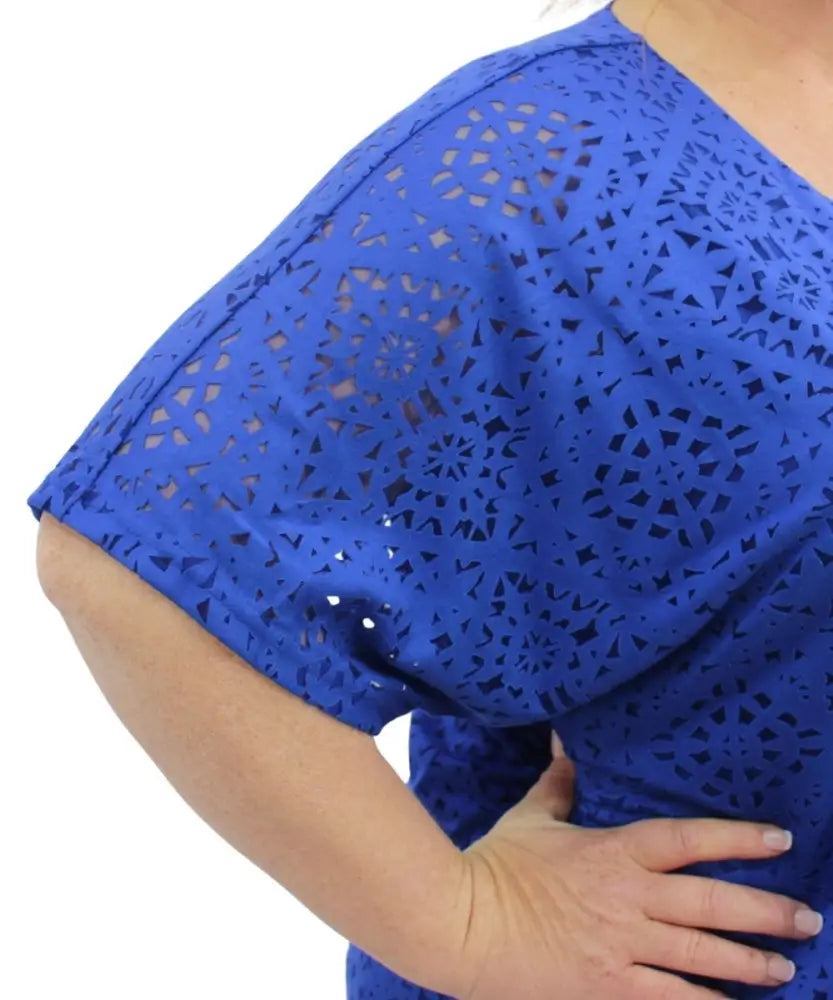 Ladies Printed Flutter Sleeve Top | Eagle Clothing | Plus Size | Big & Tall