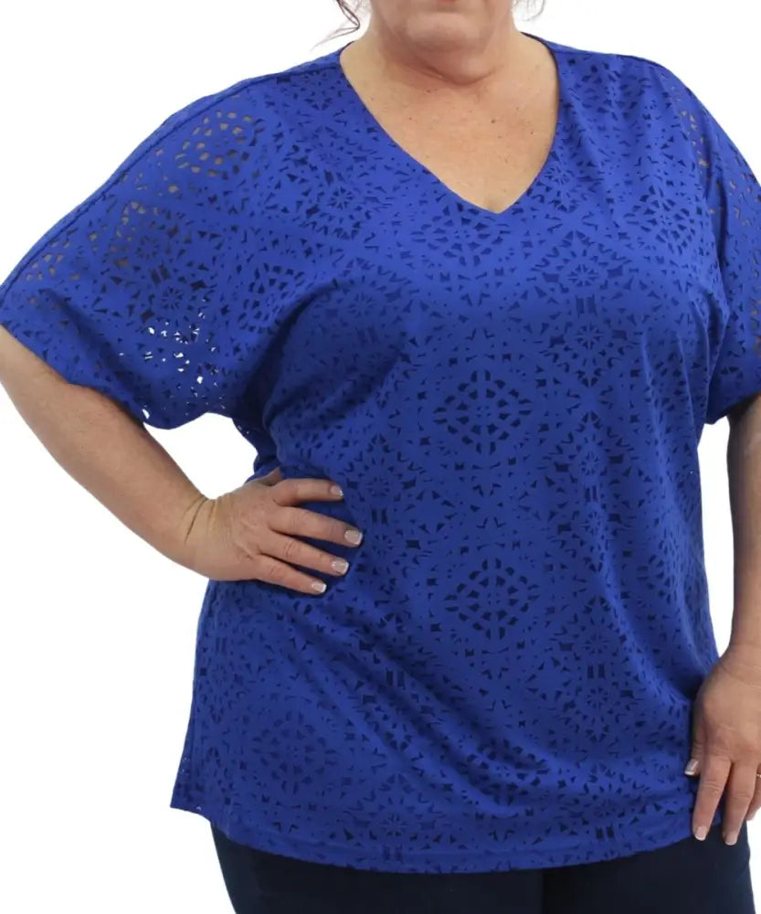 Ladies Printed Flutter Sleeve Top | Eagle Clothing | Plus Size | Big & Tall