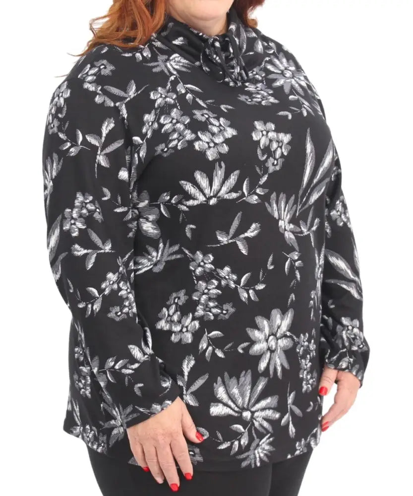 Ladies Printed Funnel Neck Top | Eagle Clothing | Plus Size | Big & Tall