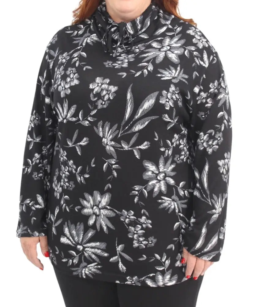 Ladies Printed Funnel Neck Top | Eagle Clothing | Plus Size | Big & Tall