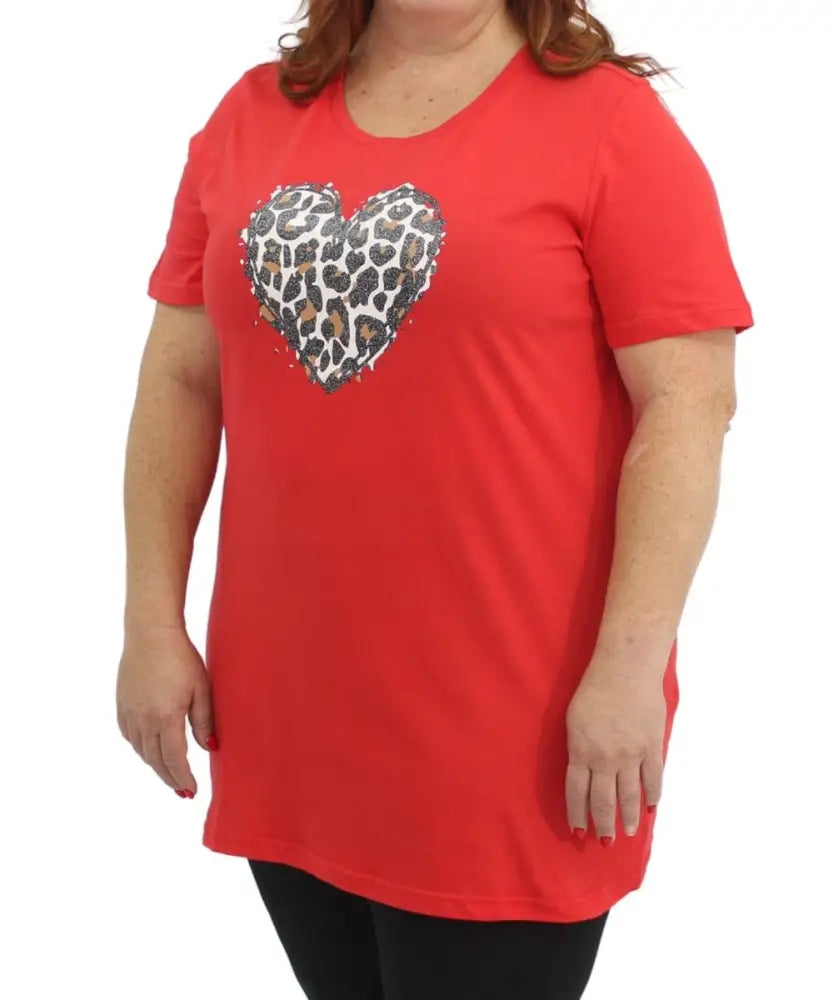 Ladies Printed Heart Design Tee | Eagle Clothing | Plus Size | Big & Tall