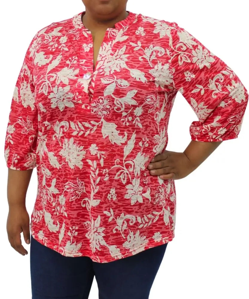Ladies Printed Henley Top | Eagle Clothing | Plus Size | Big & Tall
