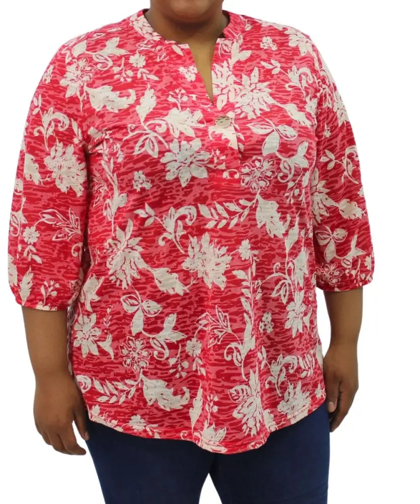 Ladies Printed Henley Top | Eagle Clothing | Plus Size | Big & Tall