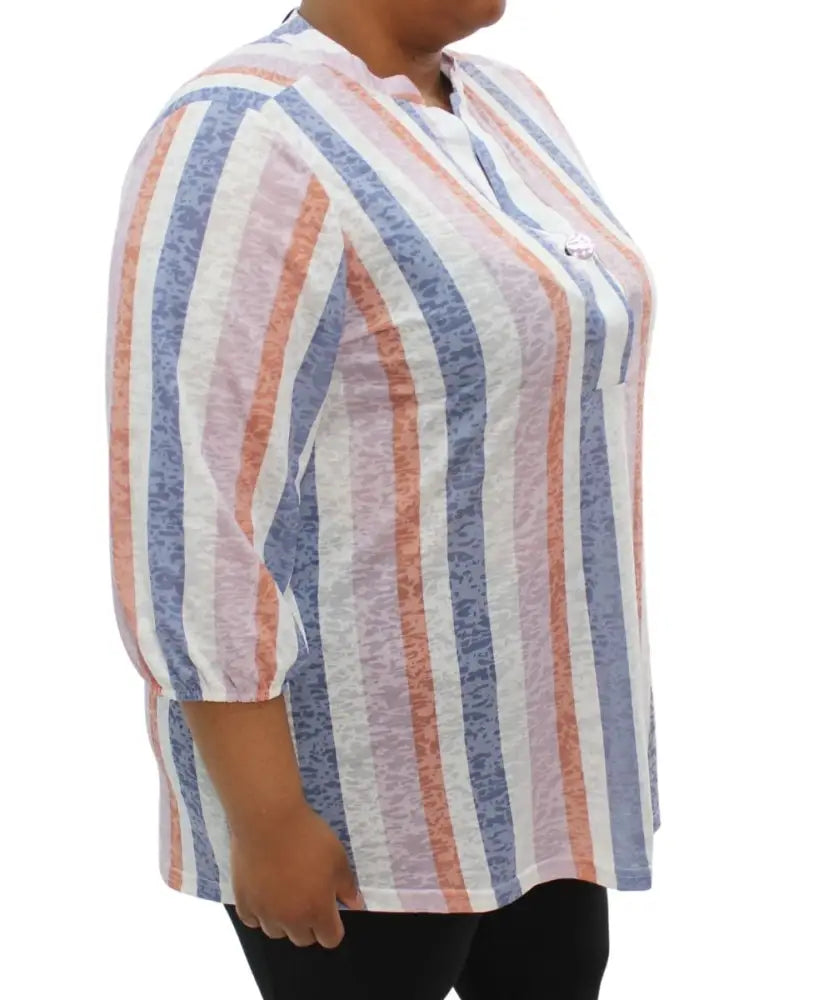 Ladies Printed Henly Tab Top | Eagle Clothing | Plus Size | Big & Tall