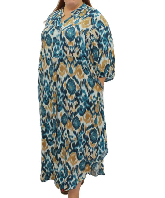 Ladies Printed Mandarin Dress