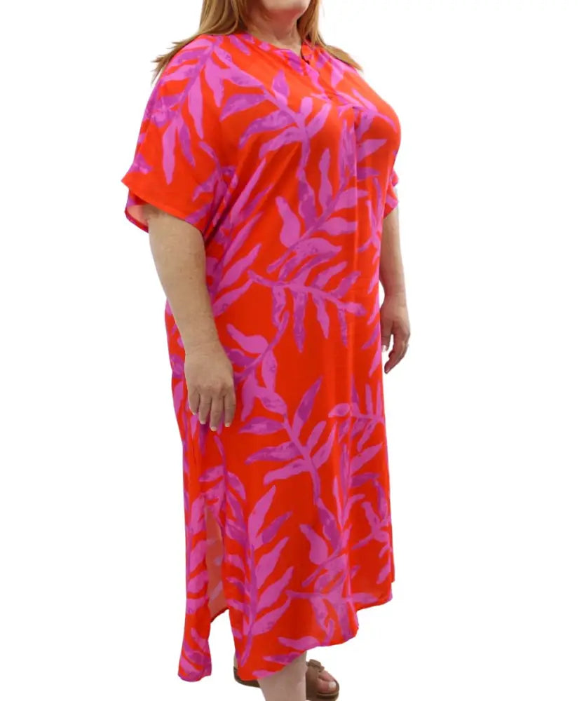 Ladies Printed Mandarin Long Dress | Eagle Clothing | Plus Size | Big & Tall
