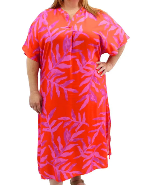Ladies Printed Mandarin Long Dress