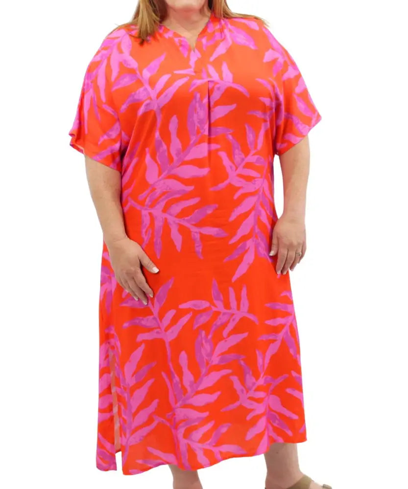 Ladies Printed Mandarin Long Dress | Eagle Clothing | Plus Size | Big & Tall